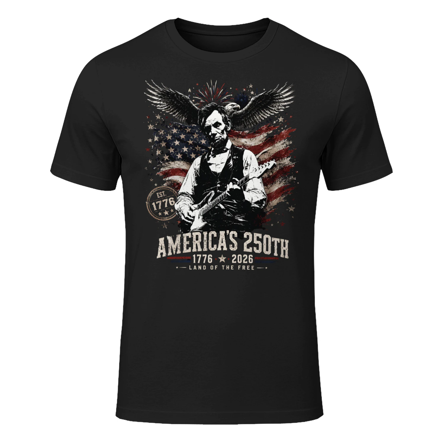 American Rock & Roll Freedom - 4th of July Guitar T-Shirt
