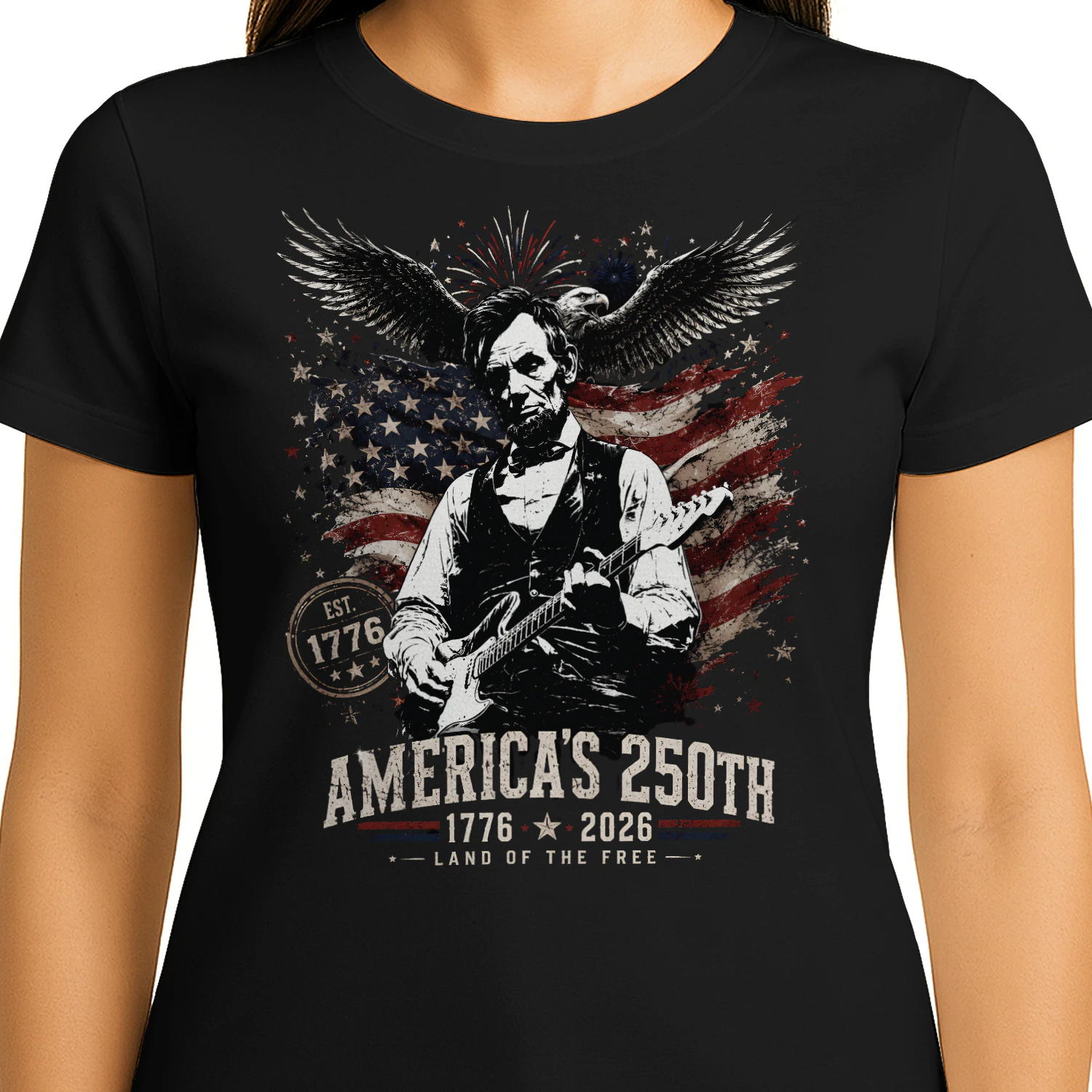 American Rock & Roll Freedom - 4th of July Guitar T-Shirt