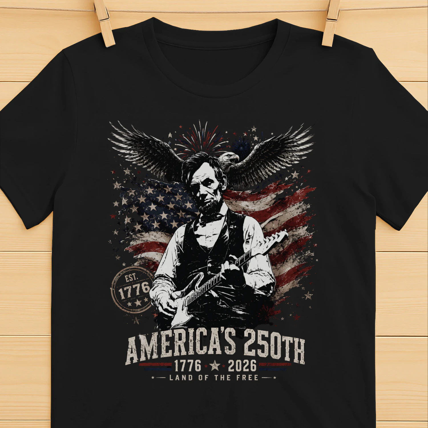 American Rock & Roll Freedom - 4th of July Guitar T-Shirt