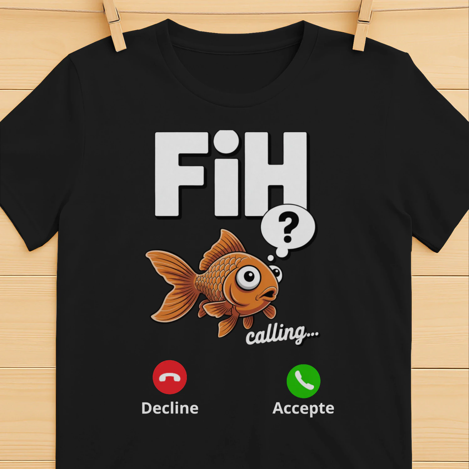 Fish Calling Funny Fishing Shirt Goldfish Incoming Call Meme T-Shirt