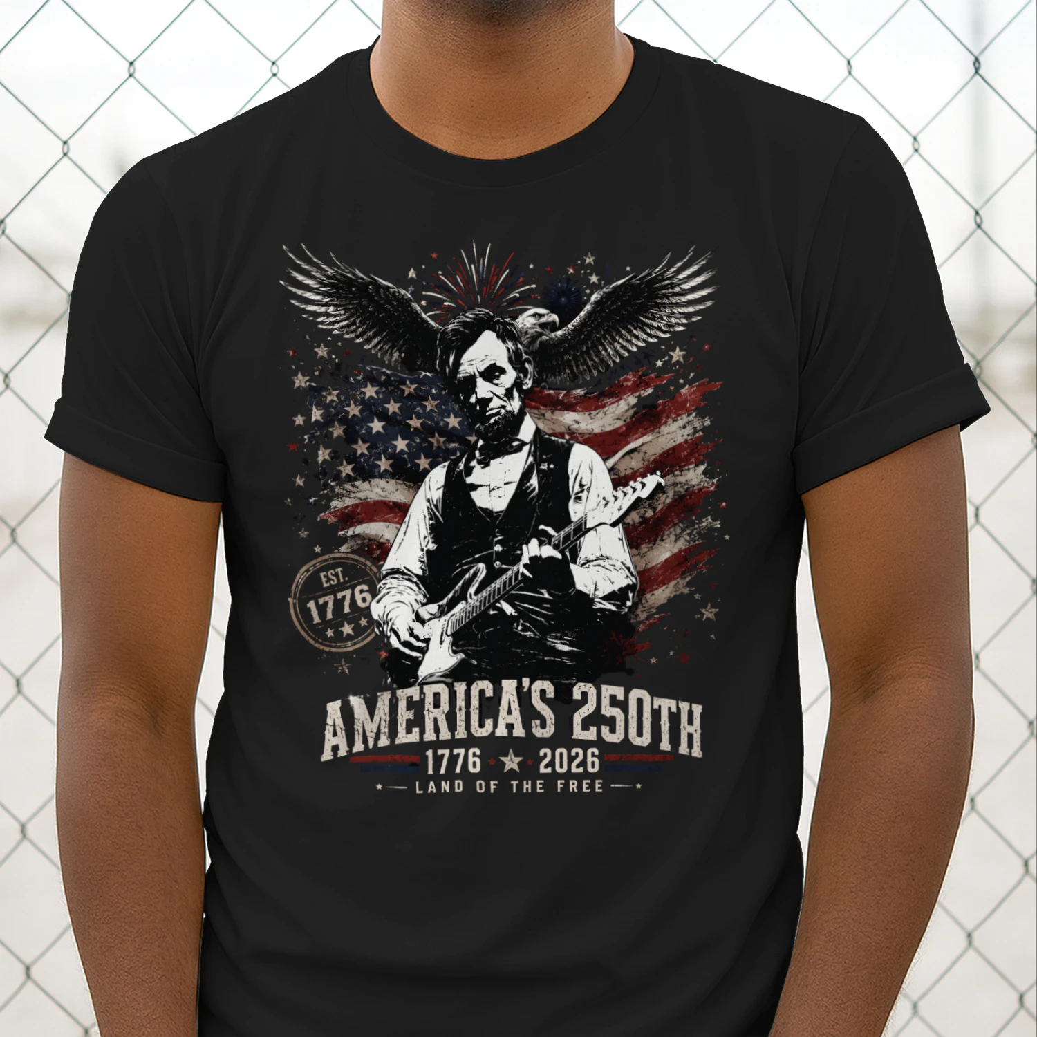 American Rock & Roll Freedom - 4th of July Guitar T-Shirt
