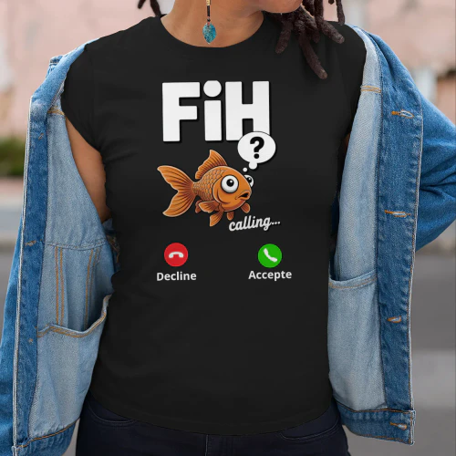 Fish Calling Funny Fishing Shirt Goldfish Incoming Call Meme T-Shirt