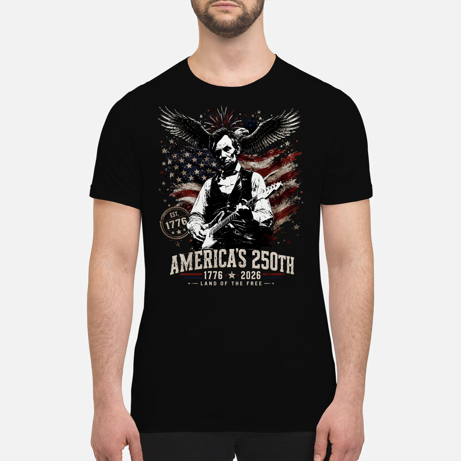 American Rock & Roll Freedom - 4th of July Guitar T-Shirt