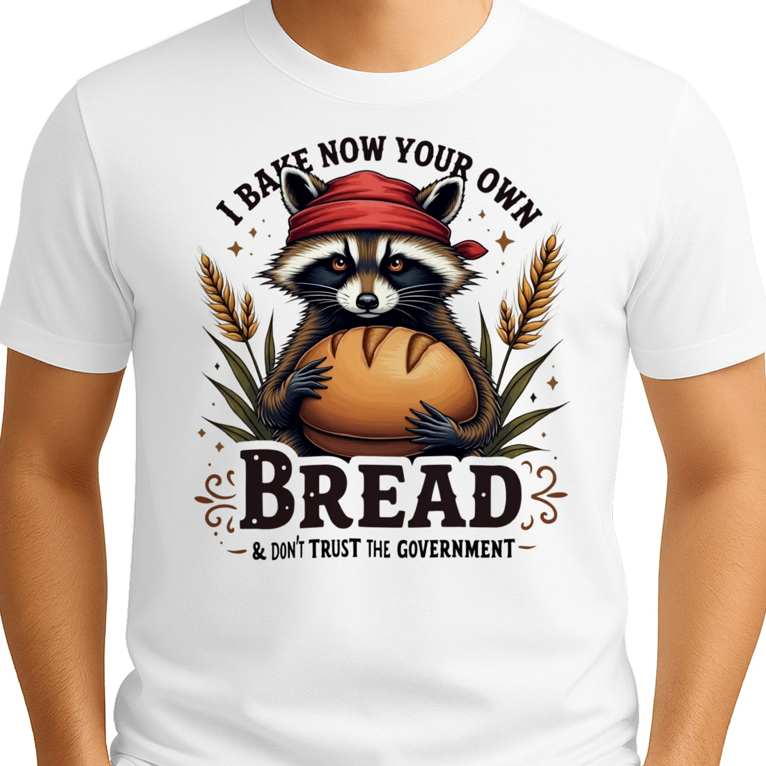 I Bake My Own Bread Funny Raccoon Baking T-Shirt Bread Baker Humor Tee