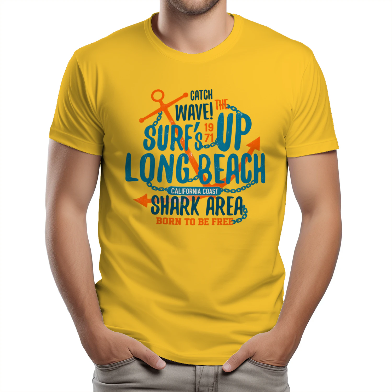 Catch the Wave Surf Up Long Beach Vintage T-Shirt