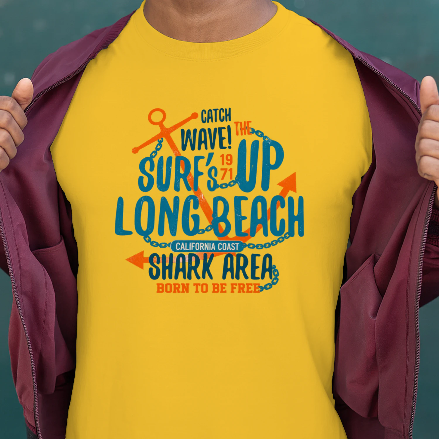 Catch the Wave Surf Up Long Beach Vintage T-Shirt