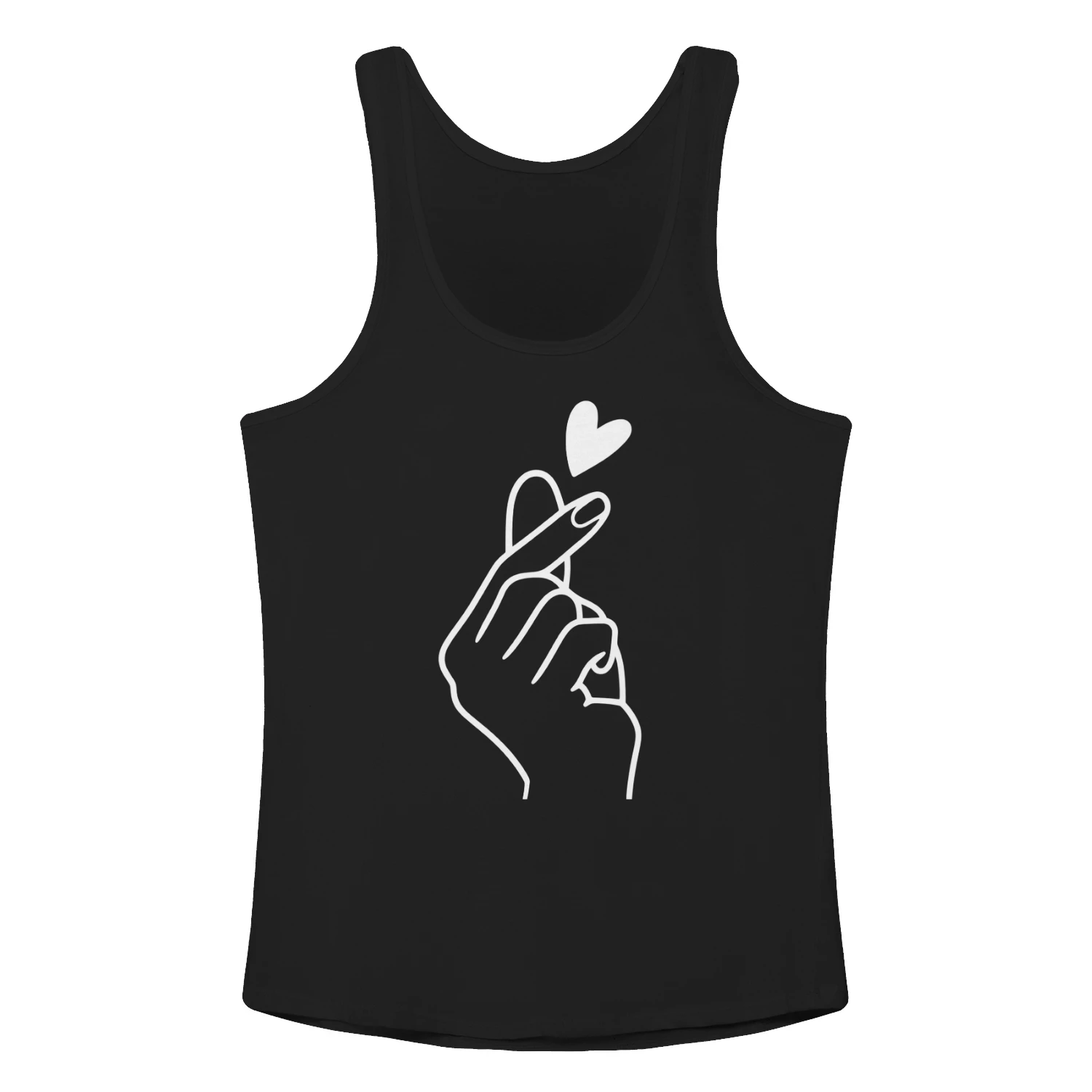 Cute Korean Finger Heart Minimalist Organic Tank Top