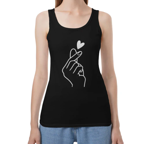 T-shirt oversize noir - Design Cœur Coréen Streetwear, Coton Premium