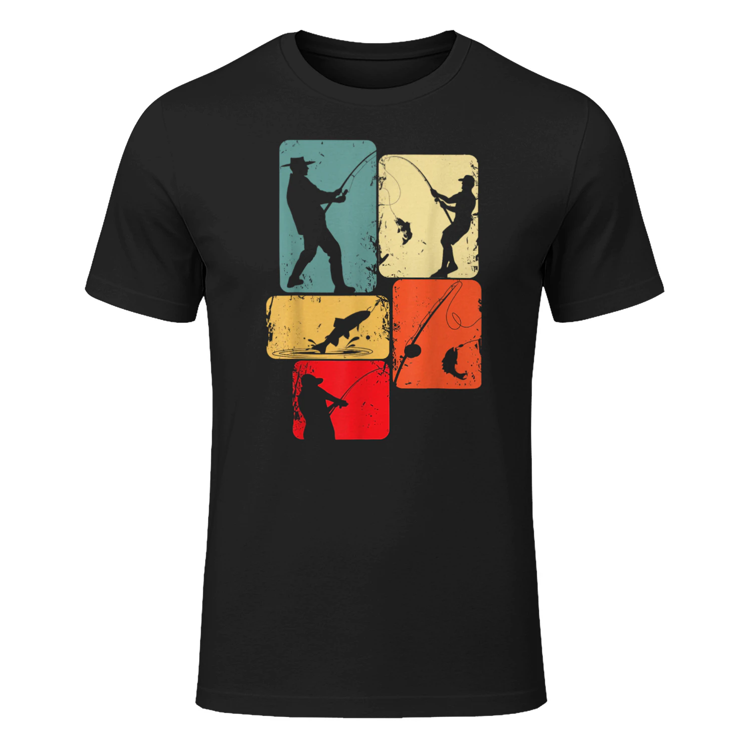 Vintage Retro Fisherman Silhouette T-Shirt