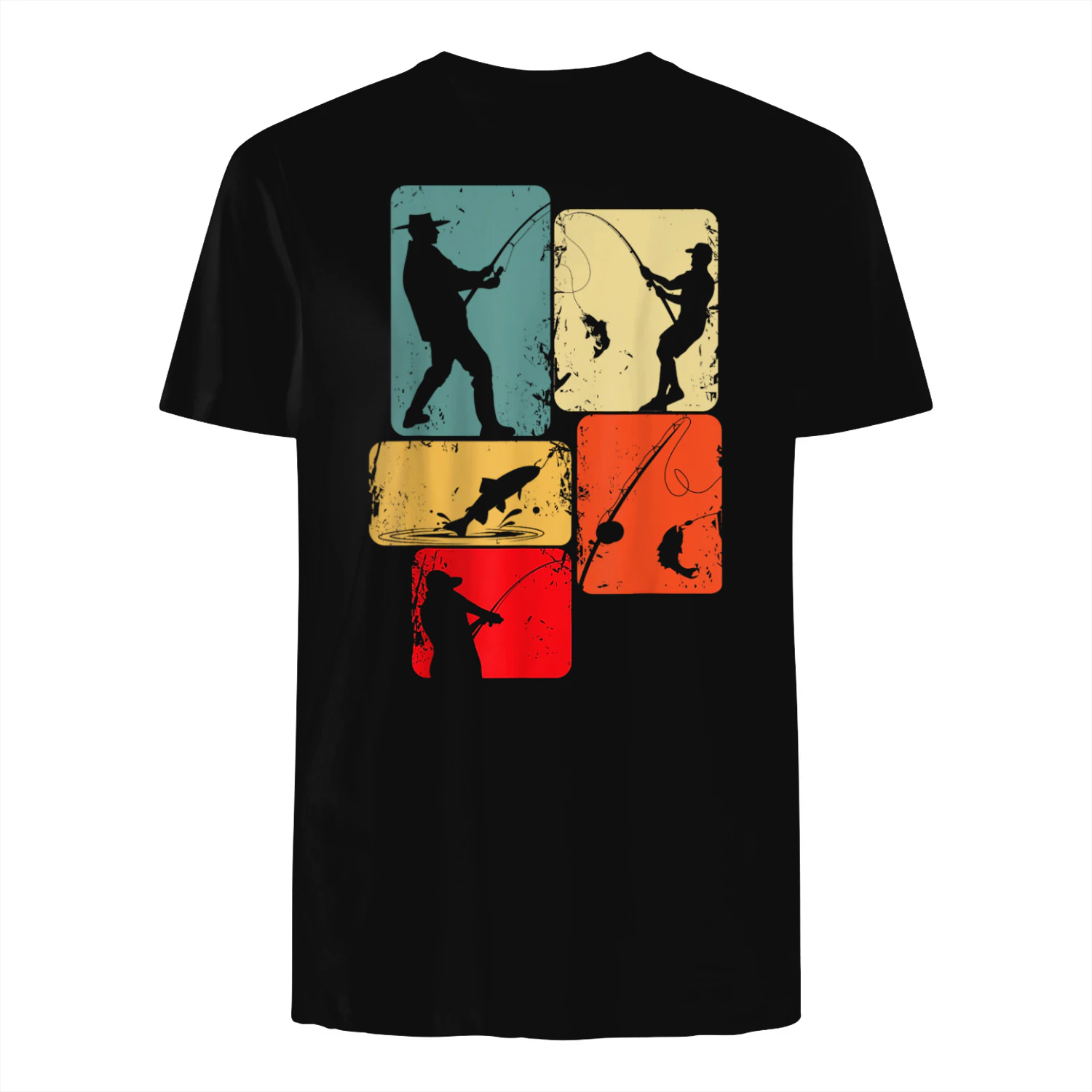 Vintage Retro Fisherman Silhouette T-Shirt