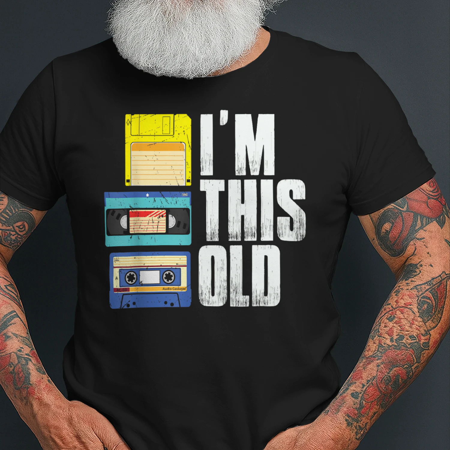 I'm This Old Retro Vintage Cassette Tape Floppy Disk & VHS