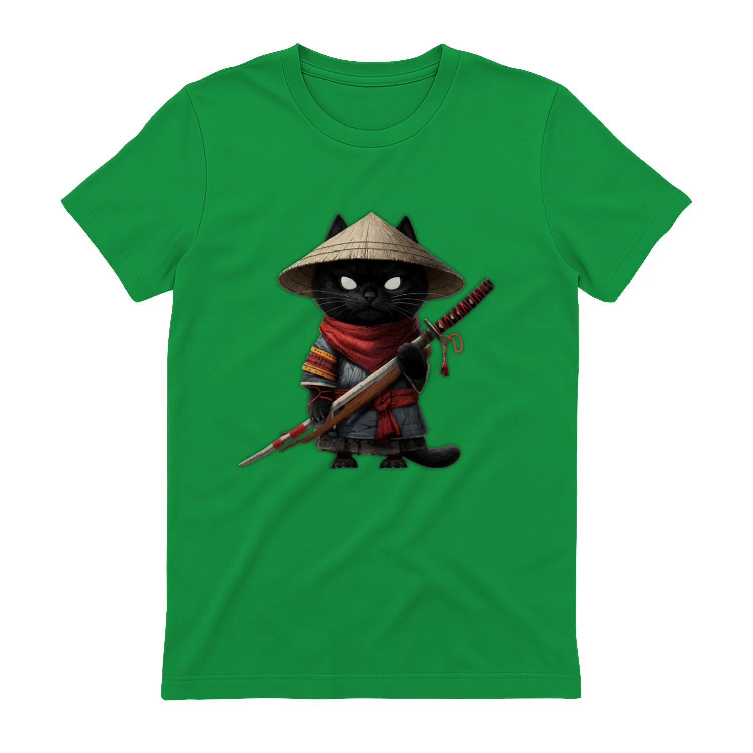 Black Cat Samurai Warrior - Japanese Ninja Cat Graphic Art