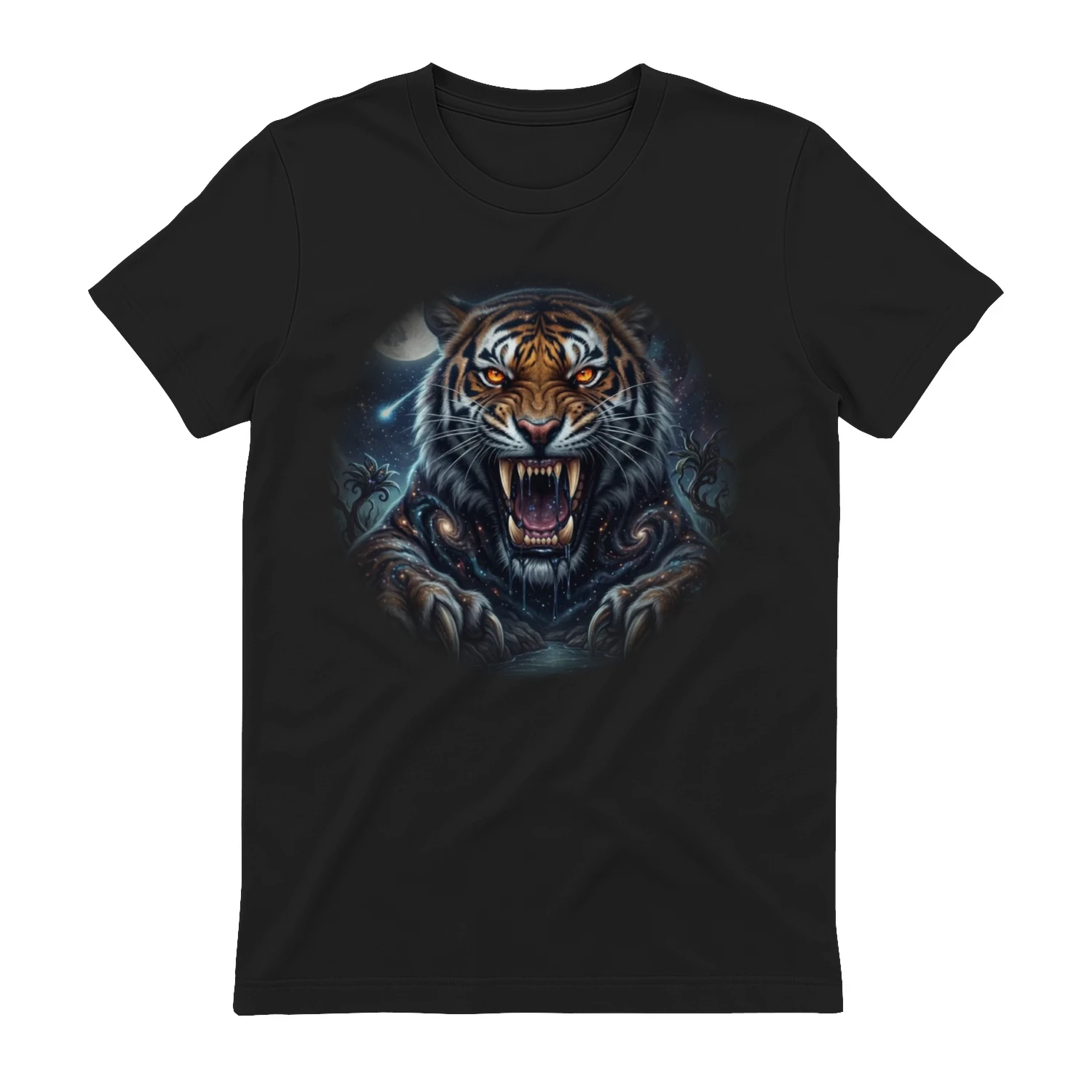 Fierce Galaxy Tiger Art - Cosmic Beast Claws & Fangs Graphic Print