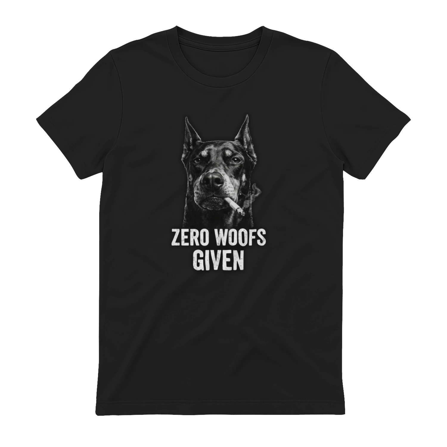 Zero Woofs Given Doberman T-Shirt - Badass Smoking Dog Graphic Tee - Savage Urban Streetwear Shirt