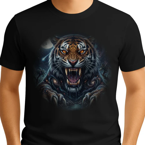 Fierce Galaxy Tiger Art - Cosmic Beast Claws & Fangs Graphic Print