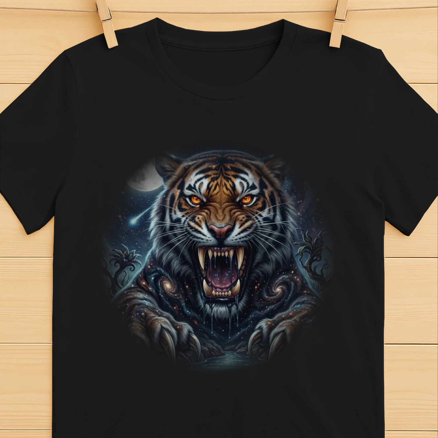 Fierce Galaxy Tiger Art - Cosmic Beast Claws & Fangs Graphic Print