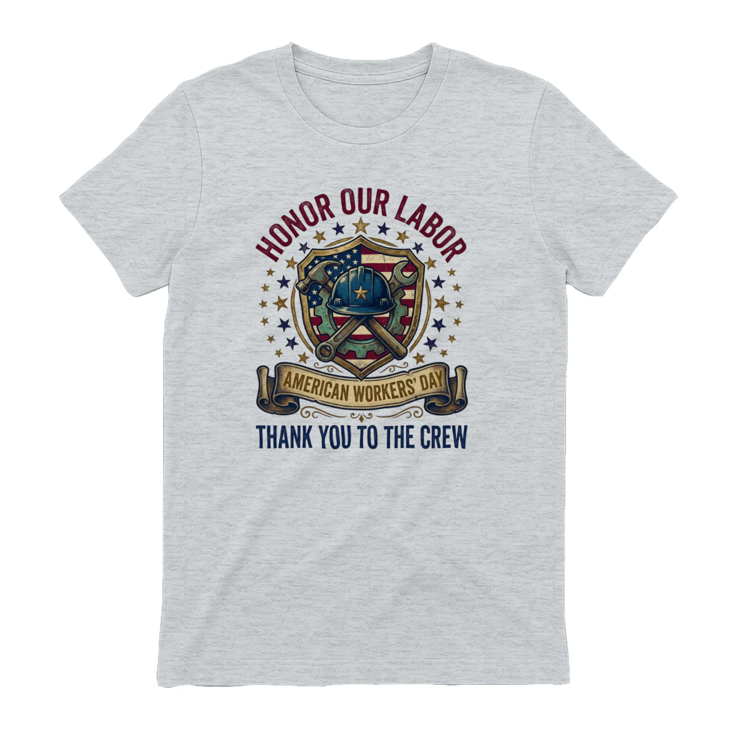 American Labor Day Shield - Hard Working Crew T-Shirt Design