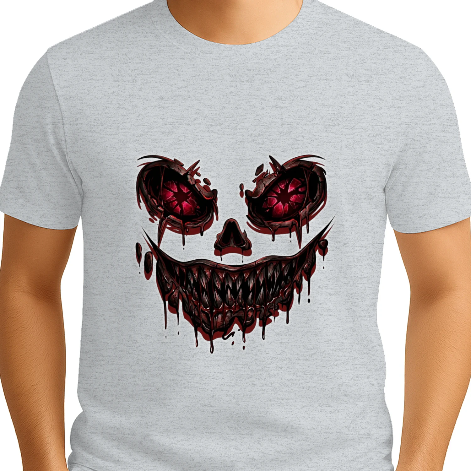 Evil Creepy Smile Monster Face Scary Halloween Teeth T-Shirt & Mask Design