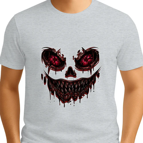 Evil Creepy Smile Monster Face Scary Halloween Teeth T-Shirt & Mask Design