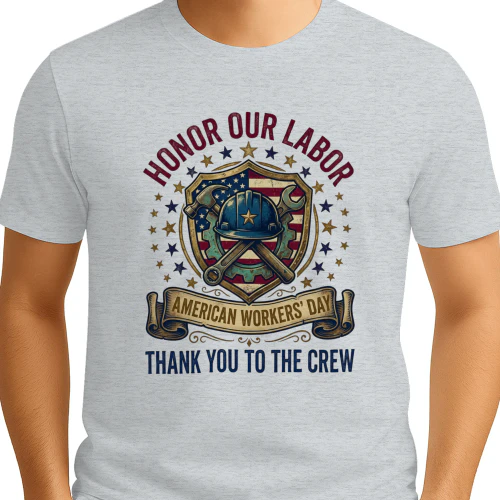American Labor Day Shield - Hard Working Crew T-Shirt Design