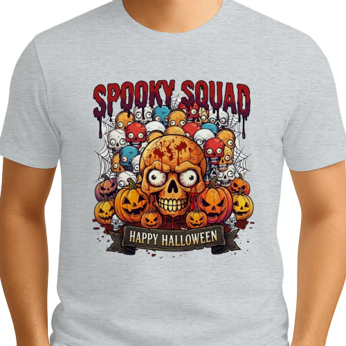 Spooky Squad Halloween Skulls Funny Trick Or Treat T-Shirt Design