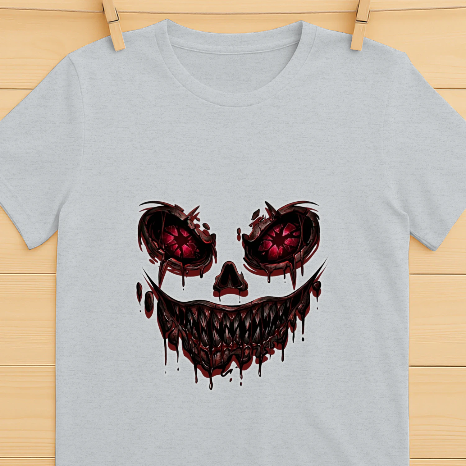 Evil Creepy Smile Monster Face Scary Halloween Teeth T-Shirt & Mask Design