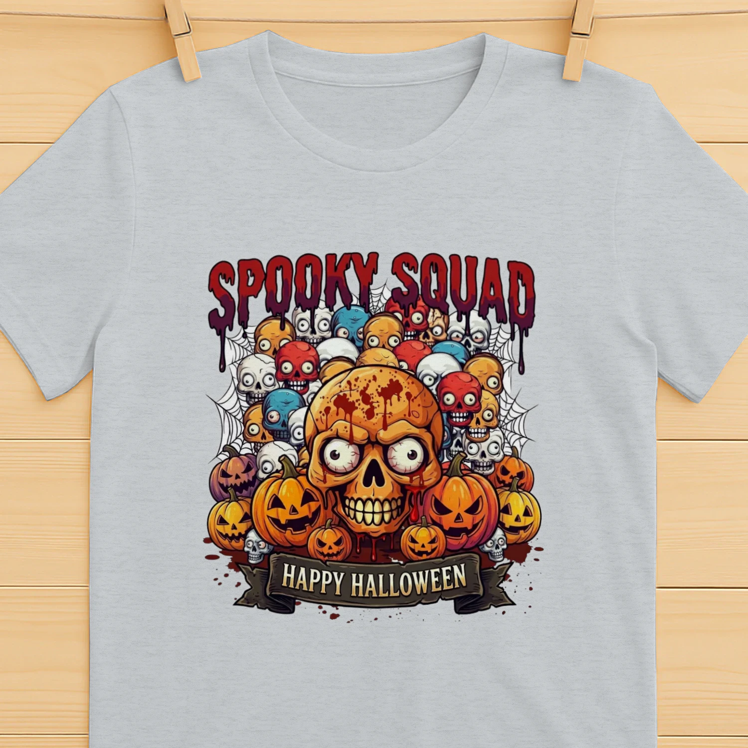 Spooky Squad Halloween Skulls Funny Trick Or Treat T-Shirt Design