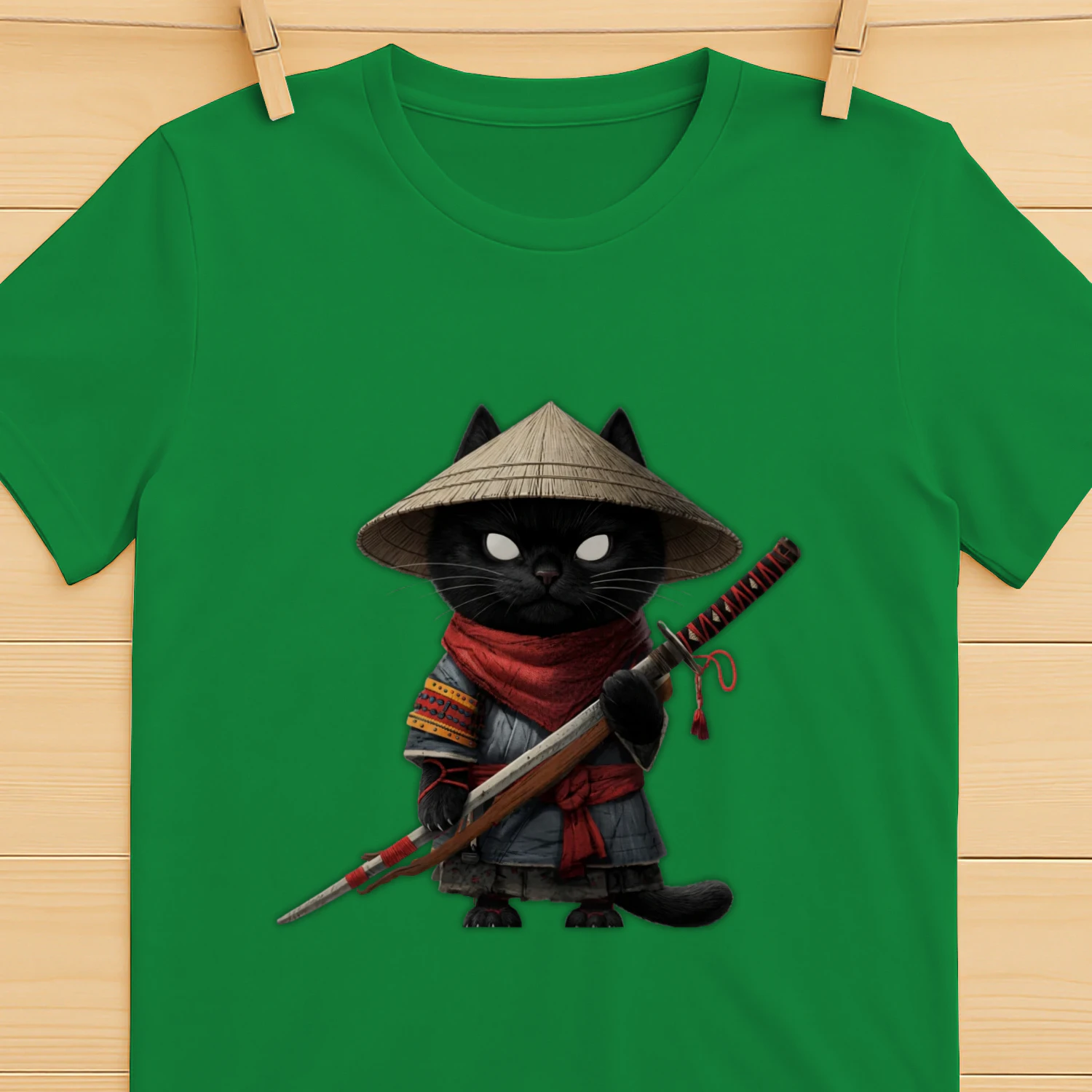 Black Cat Samurai Warrior - Japanese Ninja Cat Graphic Art