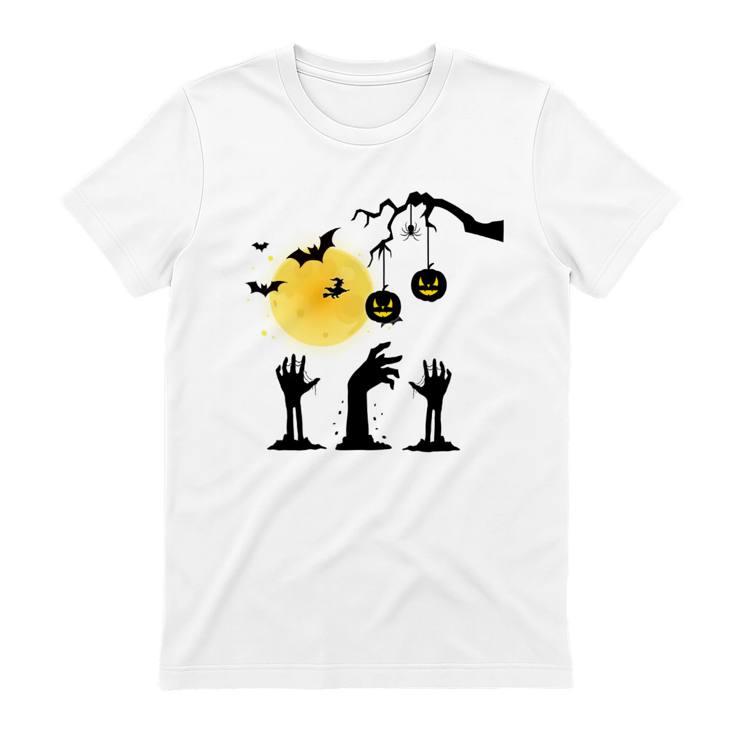 Spooky Halloween Night Moon Zombie Hands Silhouette