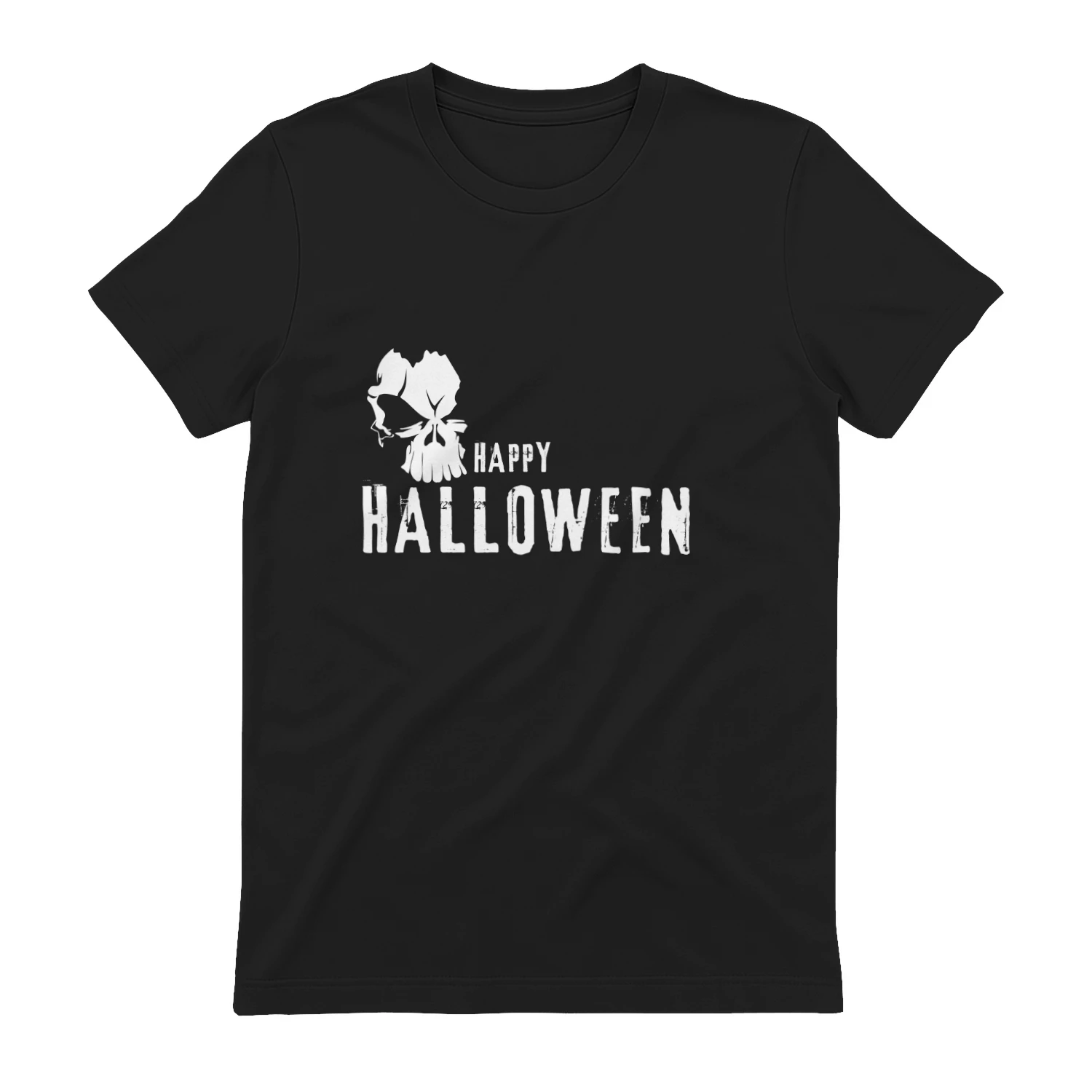Happy Halloween White Silhouette Pumpkin and Broken Skull Design