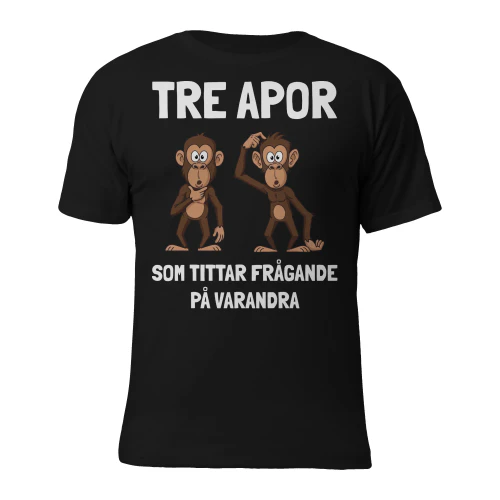 Tre apor som tittar frågande på varandra