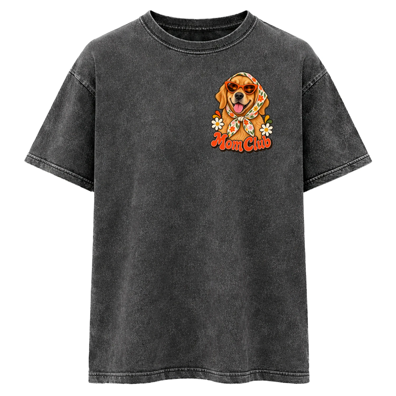 Golden Retriever Mom Club Acid Wash T-Shirt