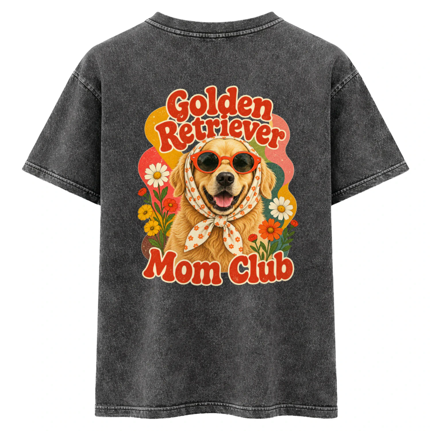 Golden Retriever Mom Club Acid Wash T-Shirt