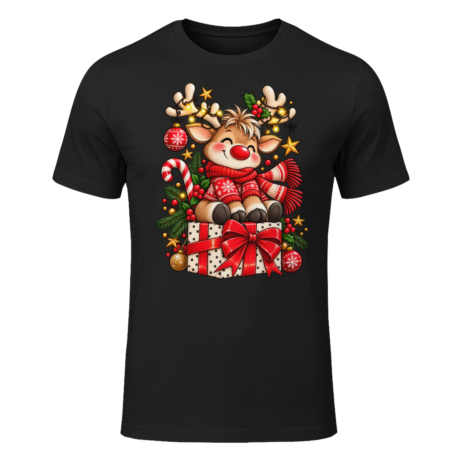 Bring Weihnachtsfreude in jedes Herz – Süßes Rentier mit Geschenk 🦌🎄❤️ – Jetzt sichern! Unisex T-Shirt