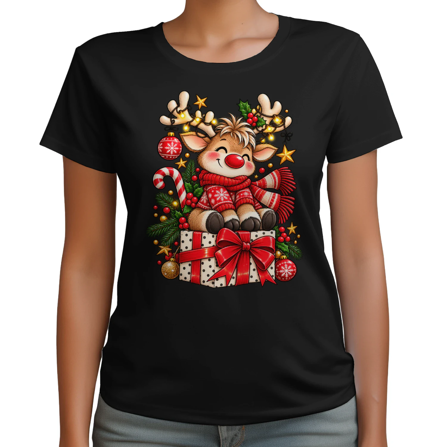 Bring Weihnachtsfreude in jedes Herz – Süßes Rentier mit Geschenk 🦌🎄❤️ – Jetzt sichern! Unisex T-Shirt
