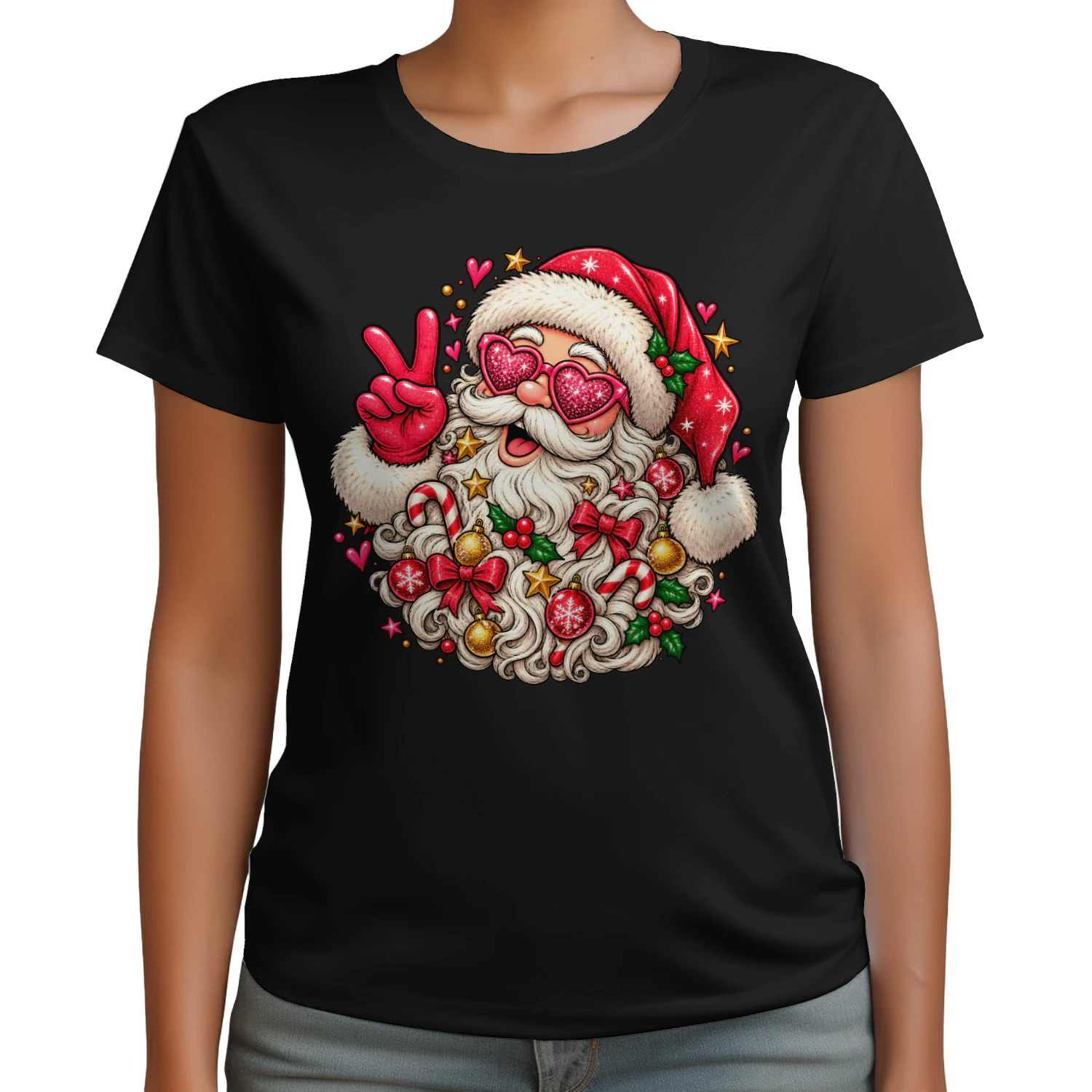 Weihnachten mit Liebe und guter Laune feiern – Cooler Weihnachtsmann mit Herzbrille 🎅❤️🎄 – Jetzt sichern! Unisex T-Shirt
