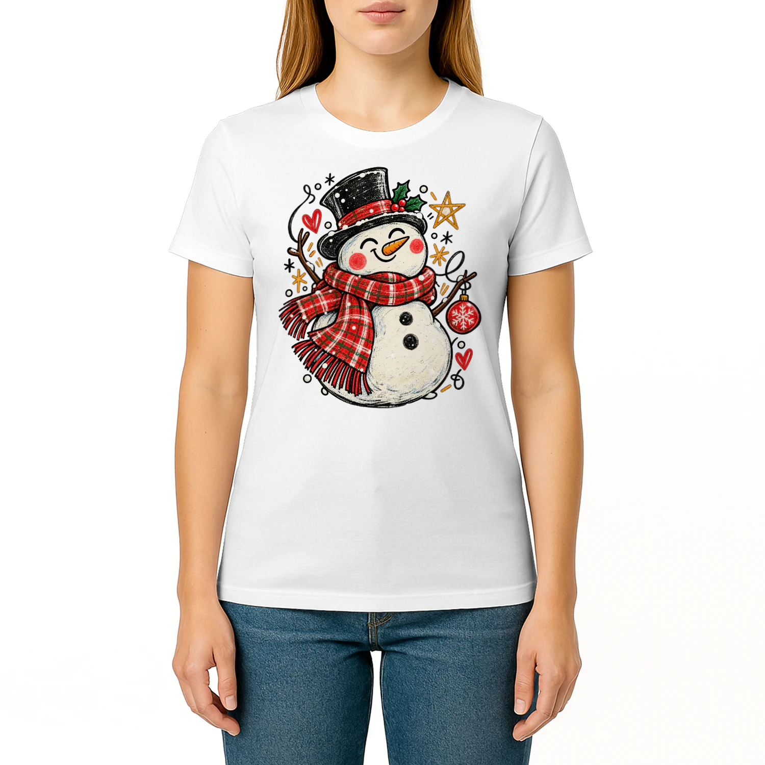 Ein Lächeln für die schönste Zeit des Jahres – Fröhlicher Schneemann mit Schal ☃️🎄❤️ – Jetzt sichern! Unisex T-Shirt