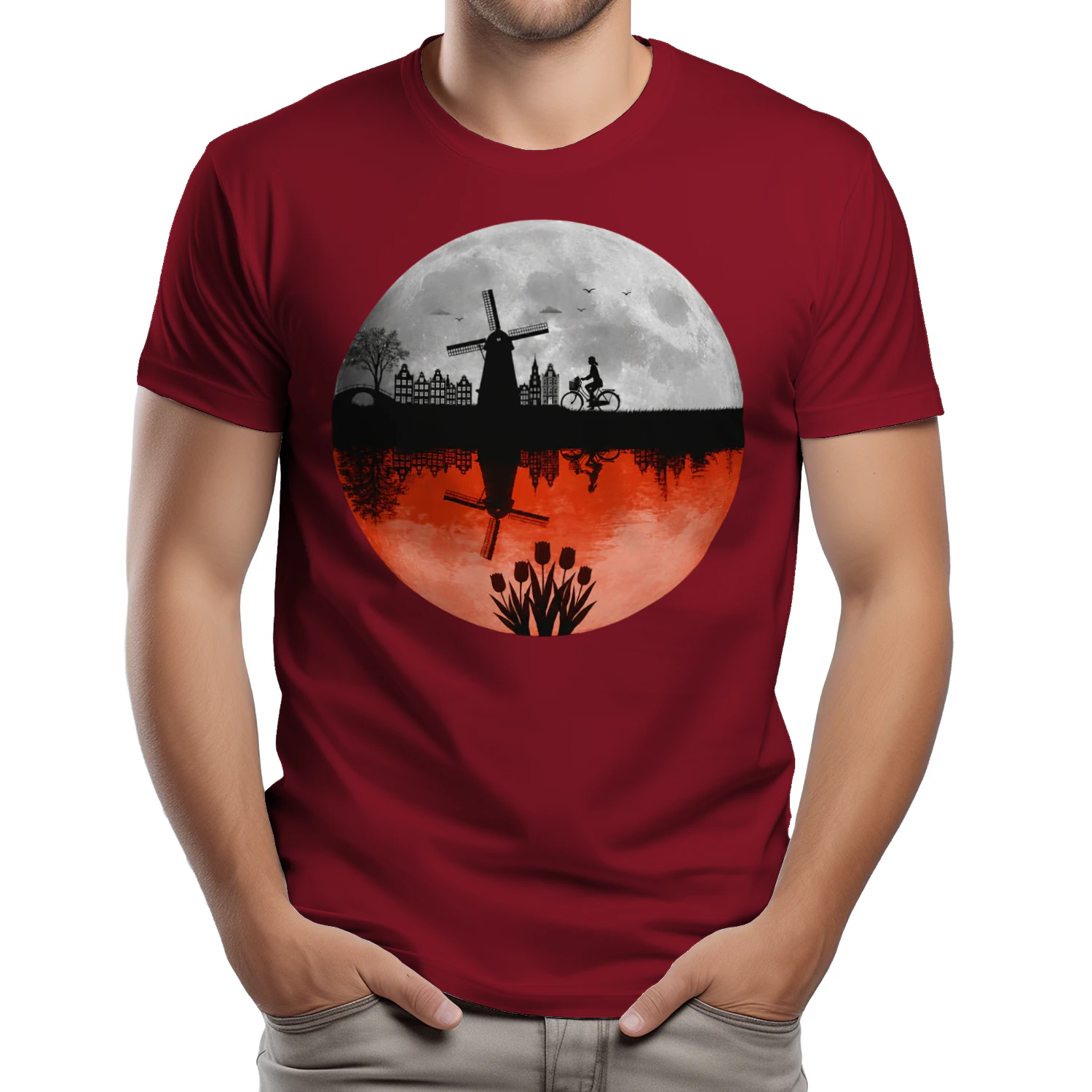 Fiets Door Het Hart van Nederland 🚲🌷 | Iconisch Nederlands Landschap | Premium Unisex T-Shirt • Limited Edition
