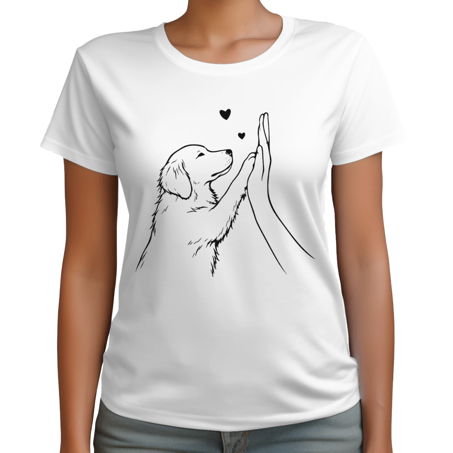 Laat Je Hondenliefde Zien – Schattig Hond & Baasje High Five Design 🐶❤️ – Exclusief Ontwerp T-Shirt