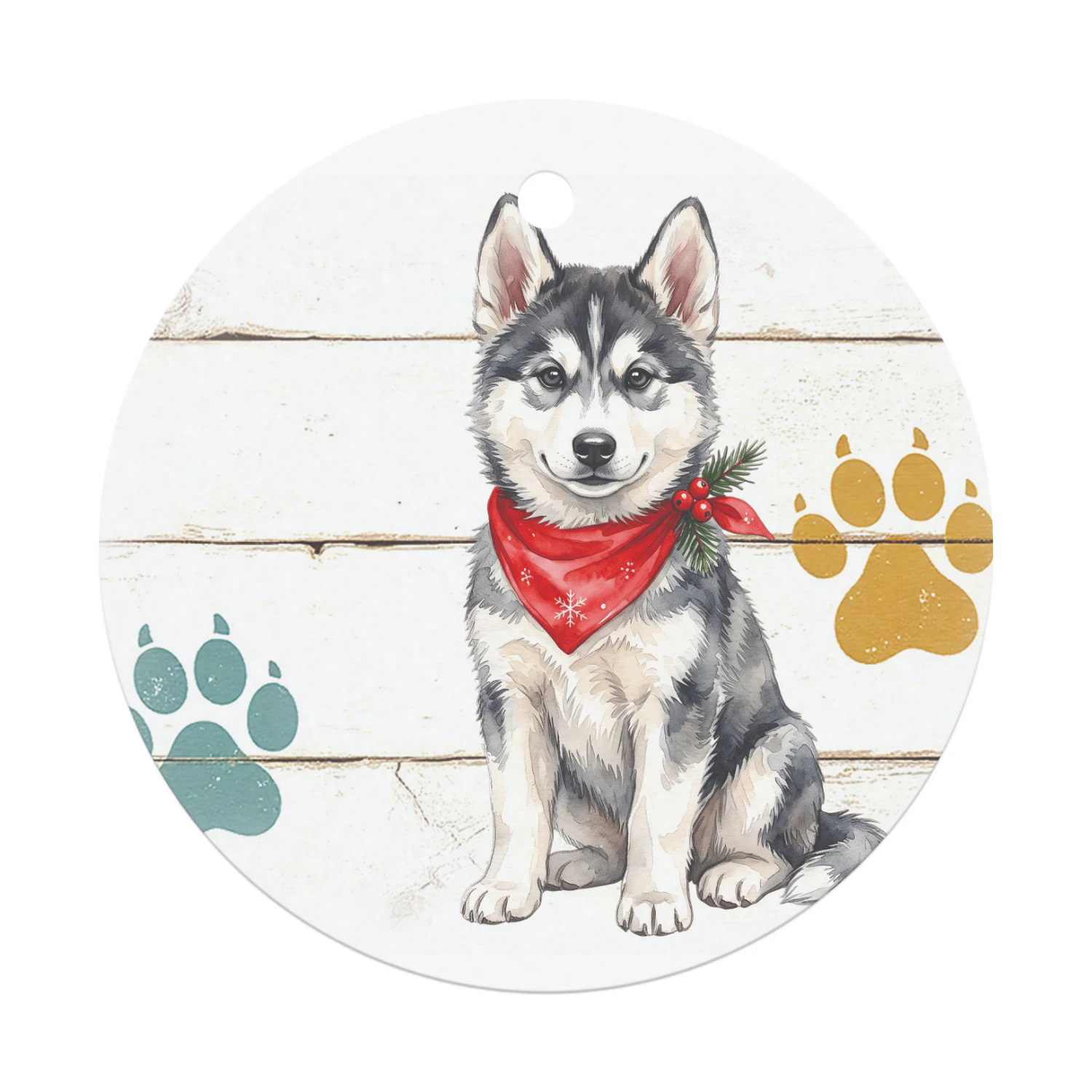 Husky Kerst Hanger  Hanger Rond