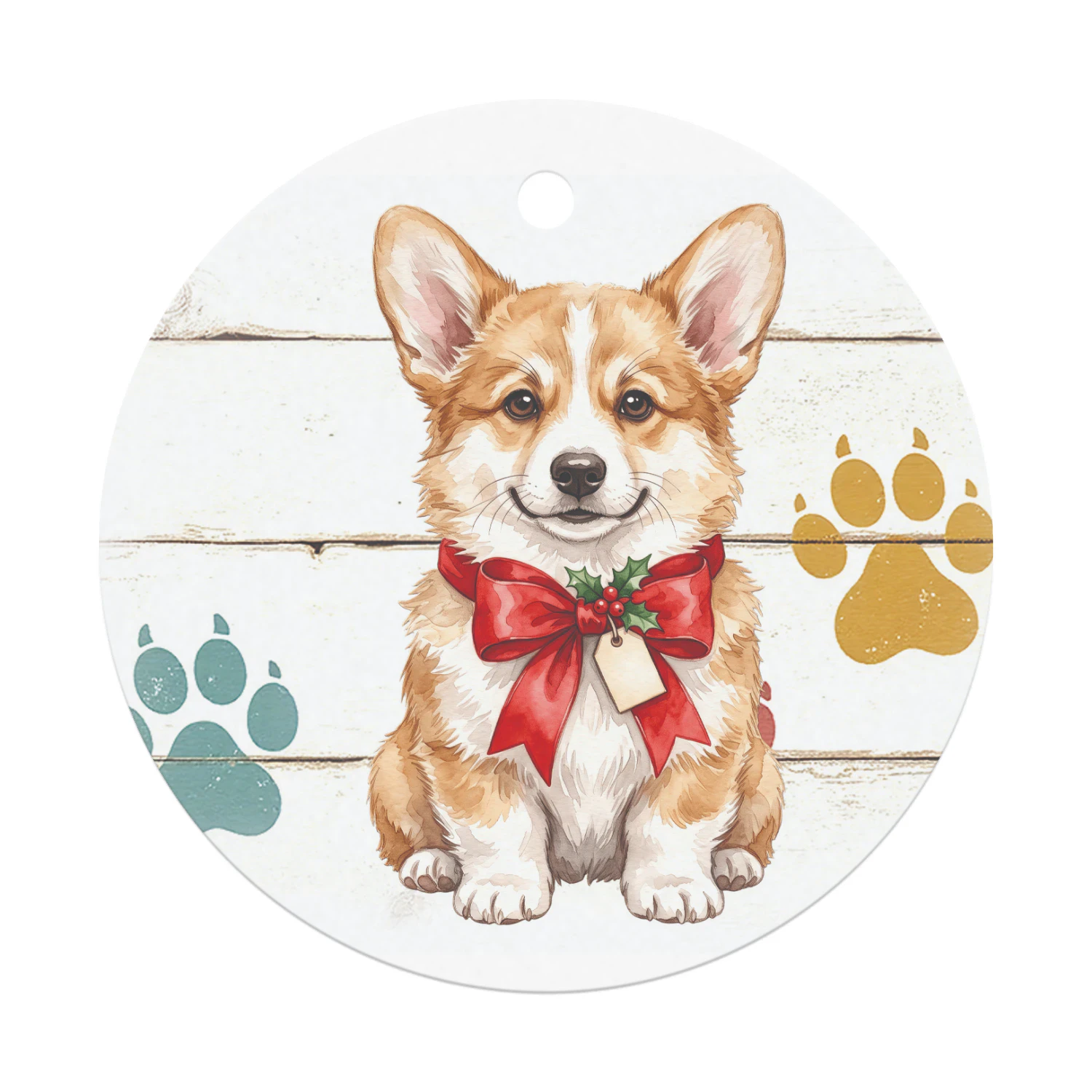 Corgi Kerst Hanger  Hanger Rond