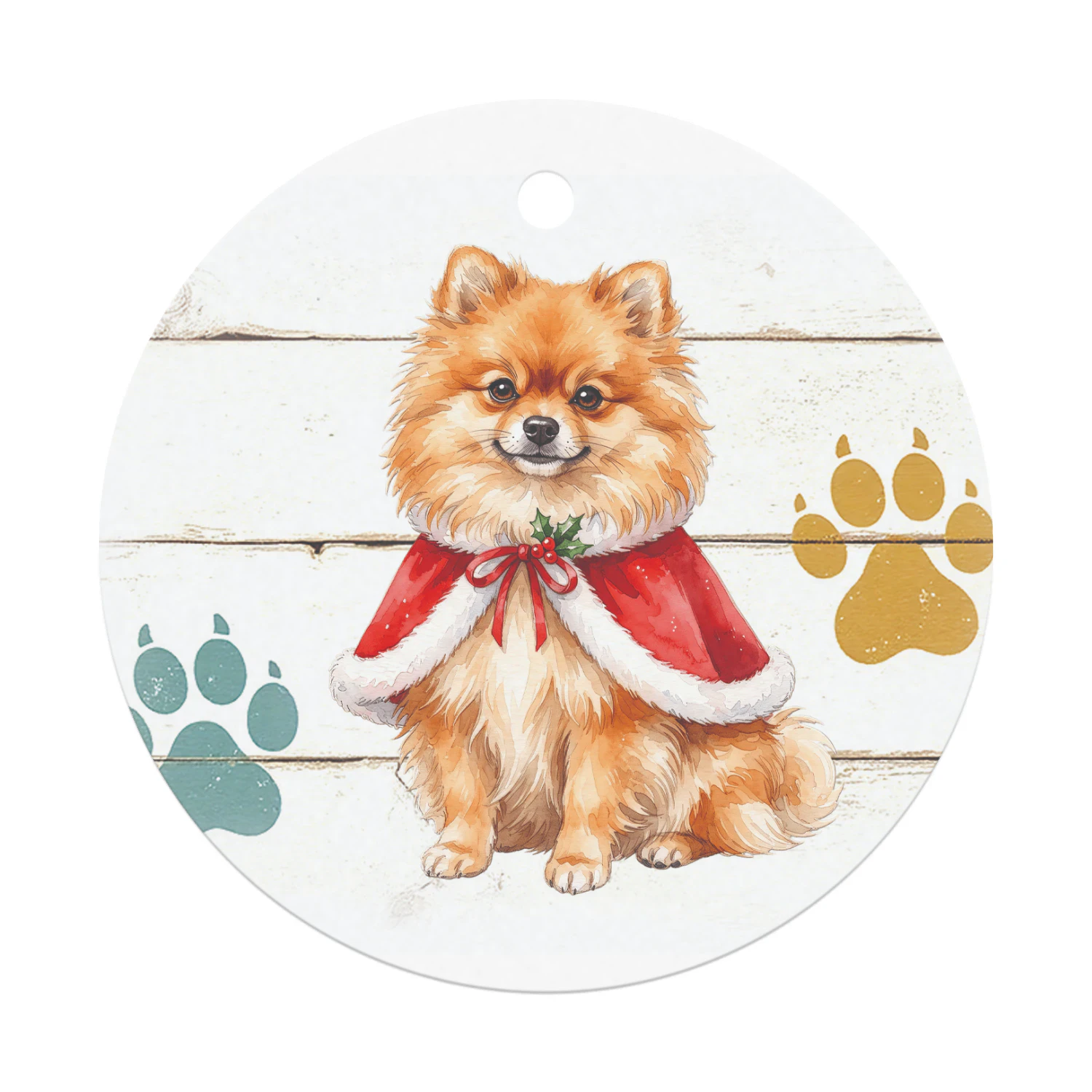 Keeshond blond Kerst Hanger Rond