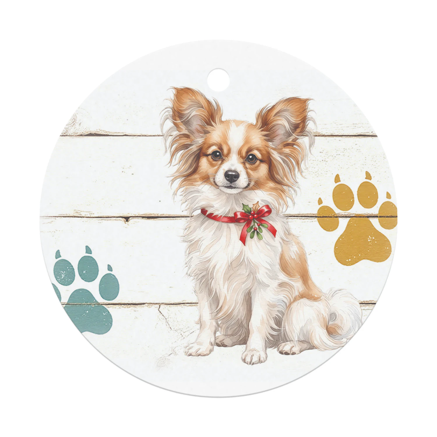 Vlinderhond Kerst Hanger  Rond
