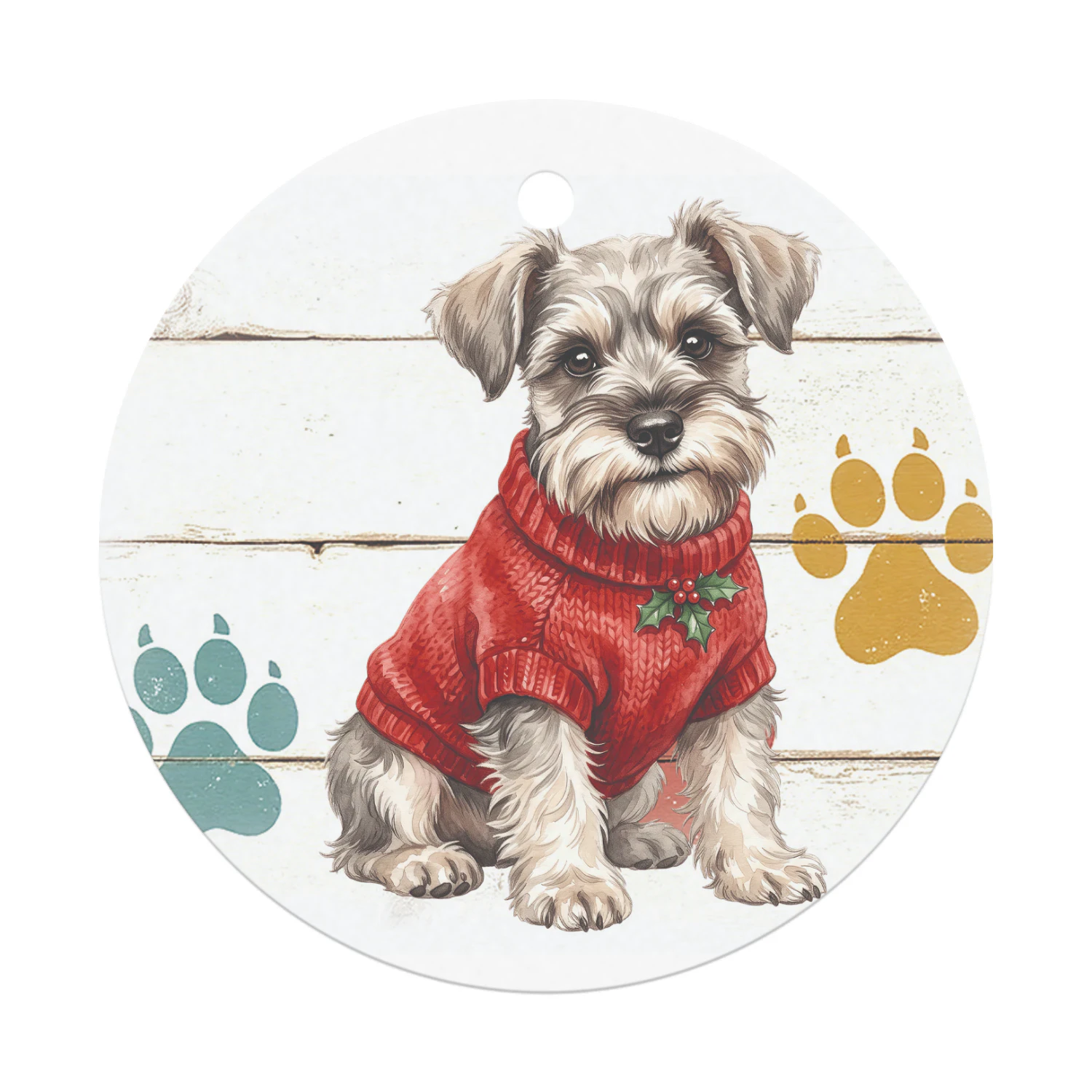 schnauzer Kerst Hanger  Hanger Rond