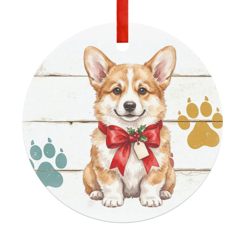 Corgi Kerst Hanger  Hanger Rond