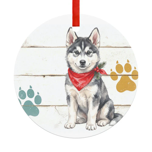 Husky Kerst Hanger  Hanger Rond