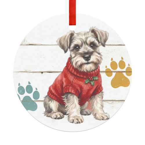 schnauzer Kerst Hanger  Hanger Rond