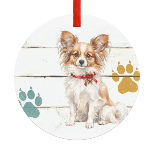 Vlinderhond Kerst Hanger  Rond