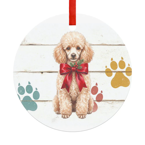 Poedel bruin Kerst Hanger  Rond