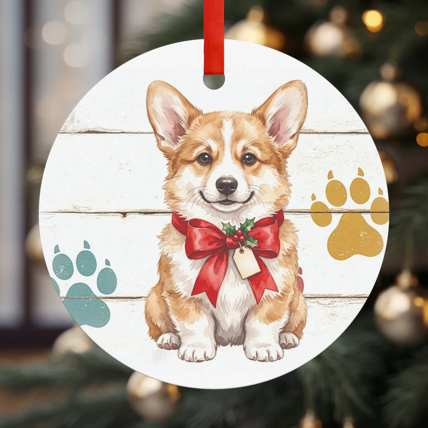 Corgi Kerst Hanger  Hanger Rond